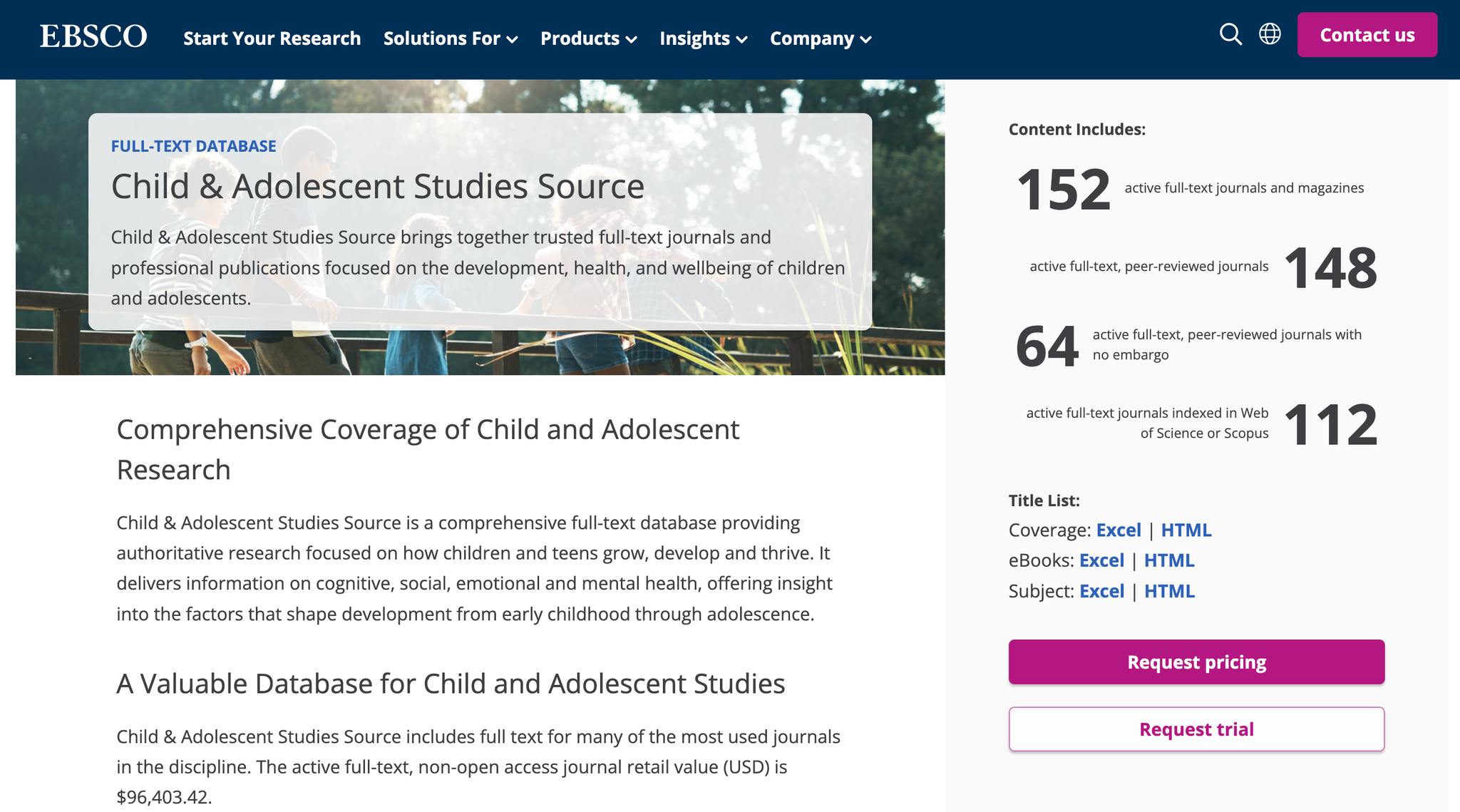 Dostęp do bazy Child & Adolescent Studies Source.